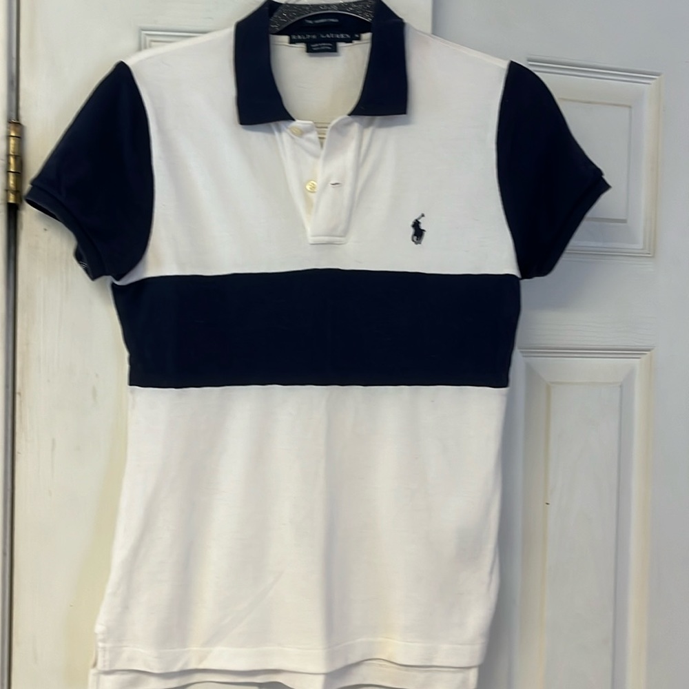 Ralph Lauren Skinny Polo Navy and White